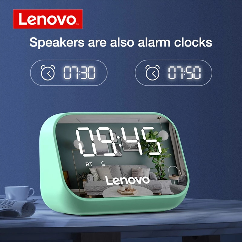 Lenovo TS13 Portable Bluetooth Wireless Speaker Bass LED Alarm clock Wireless Loudspeaker Built-In Mic 9D Stereo Surround