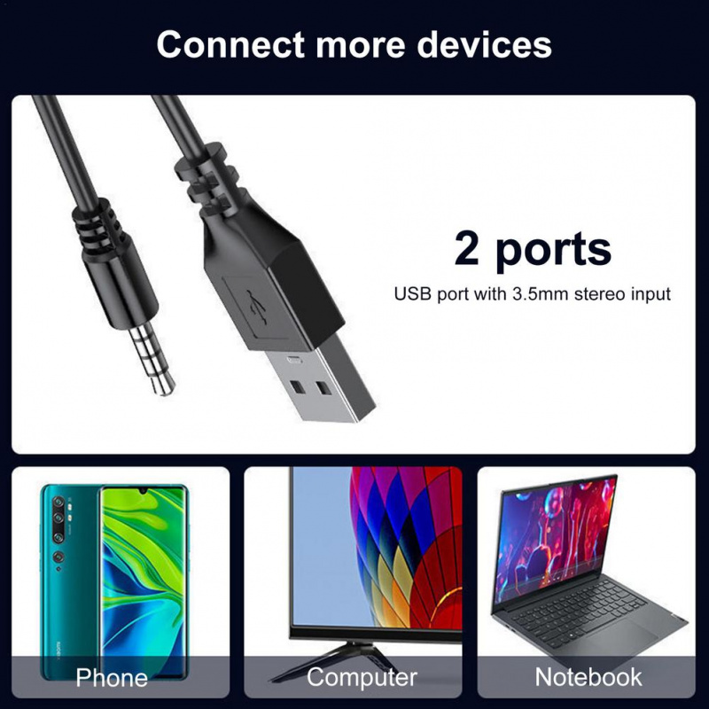 USB 有線電腦揚聲器，帶 RGB 燈，USB 供電和 3.5 毫米音頻輸入立體聲揚聲器，適用於筆記本電腦台式電腦