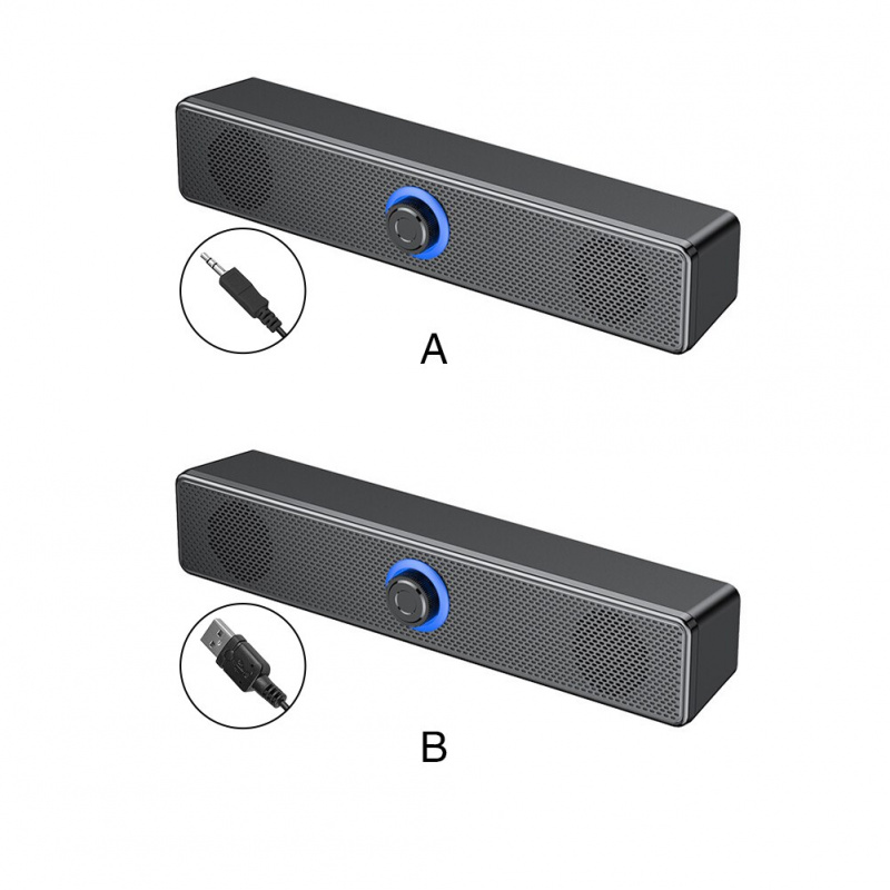 立體聲 4D 環繞聲音頻系統即插即用適用於桌面 USB 有源低音炮有線黑色電腦音箱電視家庭影院
