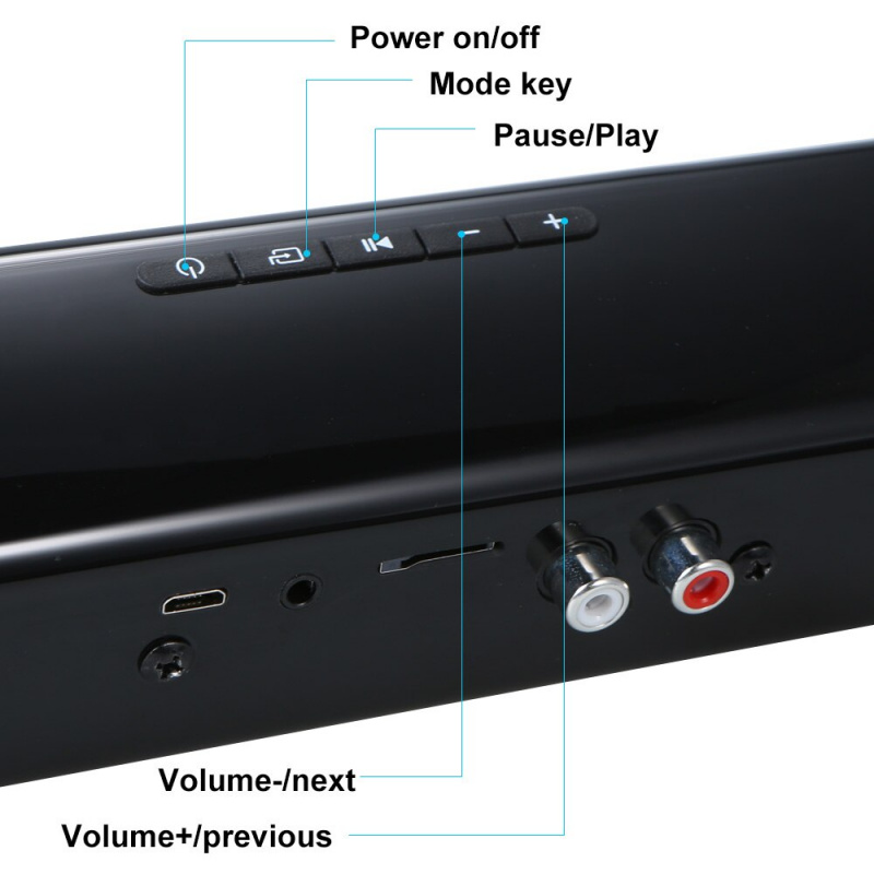 20W 電視條形音箱有線和無線藍牙家庭影院條形音箱適用於 PC 影院電視藍牙 4.0 揚聲器無線條形音箱
