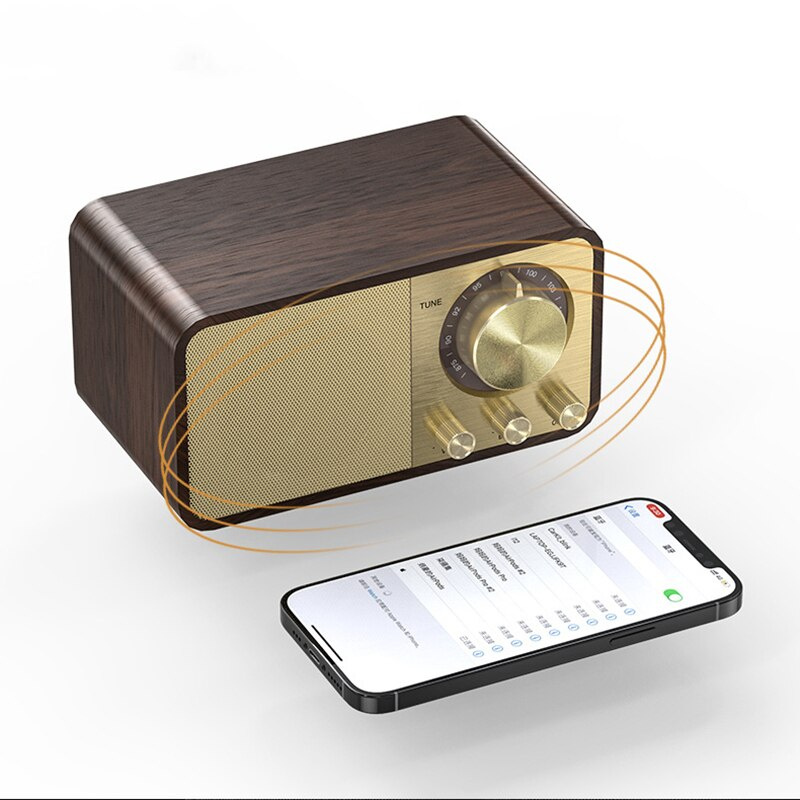木製藍牙音箱復古經典音箱 HIFI 低音炮適用於電腦帶 FM 收音機音樂系統中心 caixa de som 盒
