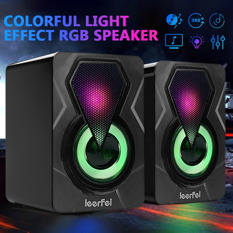 RGB LED 迷你 USB 有線電腦音箱立體聲低音低音炮彩色 LED 燈適用於 PC 筆記本電腦台式機 MP3 MP4 DVD