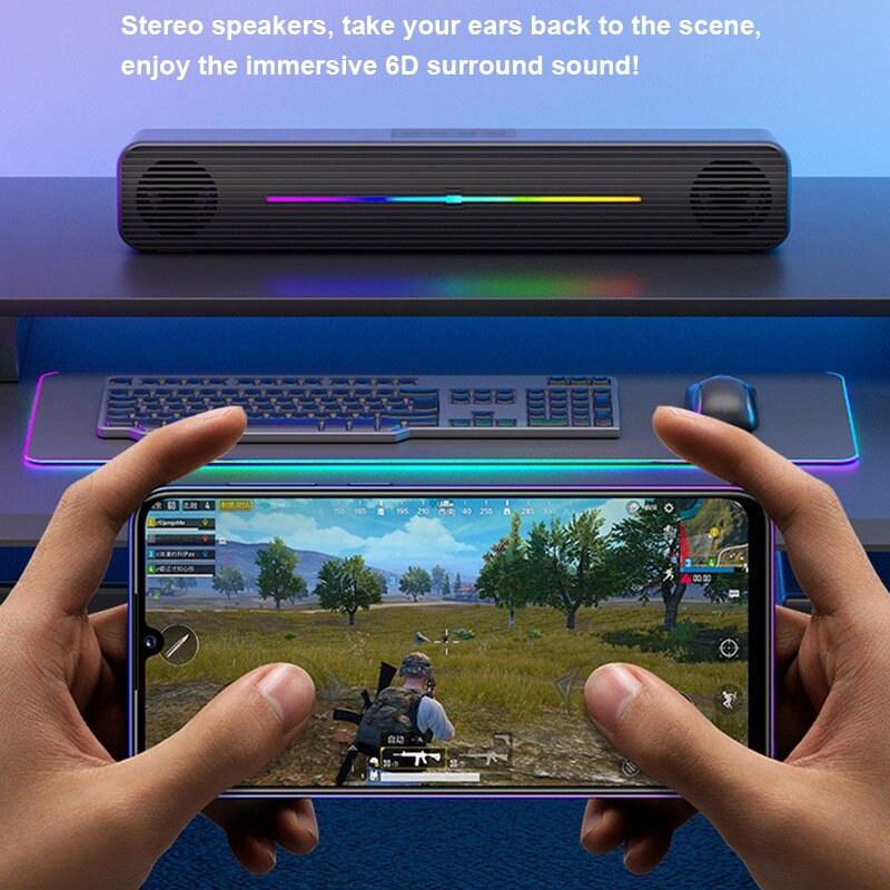 RGB Soundbar電腦音響遊戲筆記本電腦台式電腦發光低音炮音箱無線藍牙音箱