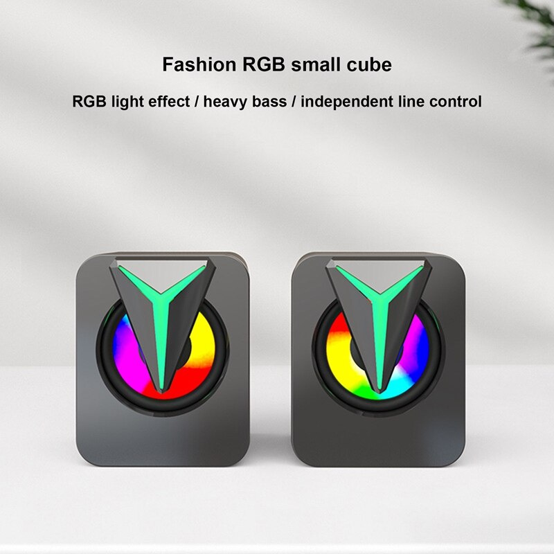 台式電腦音箱RGB燈效USB有線立體聲低音炮音箱迷你小桌面音箱