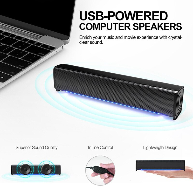 無線藍牙音箱條形音箱USB電腦桌面音箱HIFI環繞氛圍燈便攜式電視SoundBar