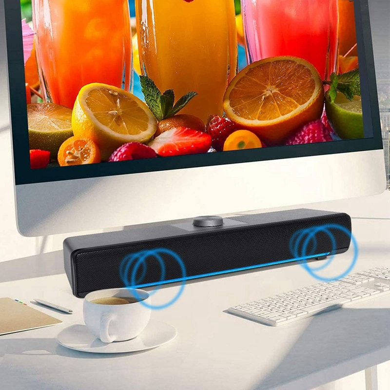 PC Speakers, Computer Speakers Wired Soundbar USB LED Powered Speakers With Powerful Stereo, 3.5 毫米輔助輸入
