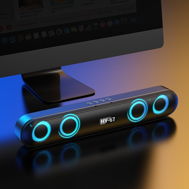 電腦條形音箱桌面藍牙音箱可充電 6D 深低音立體聲低音炮 AUX 有線筆記本電腦電視揚聲器