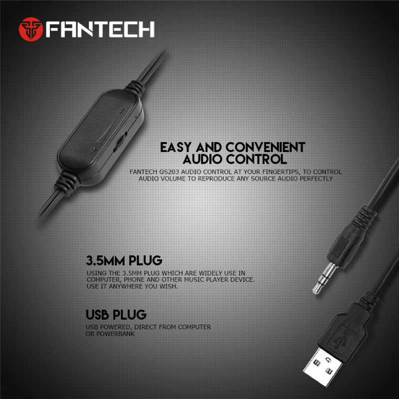 FANTECH BEAT GS203 迷你電腦揚聲器 3.5 毫米插頭有線揚聲器適用於 PC 筆記本電腦 LED 和高音質適用於 Switch PS4 Xbox