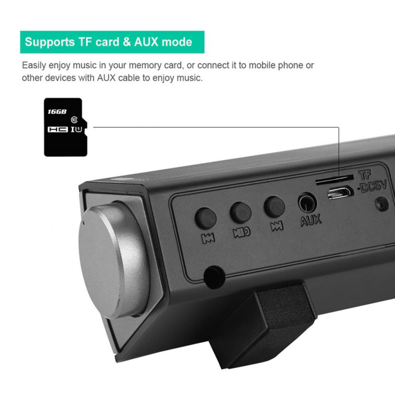 藍牙條形音箱無線立體聲低音炮 TF 卡 AUX 音頻播放器適用於家庭影院