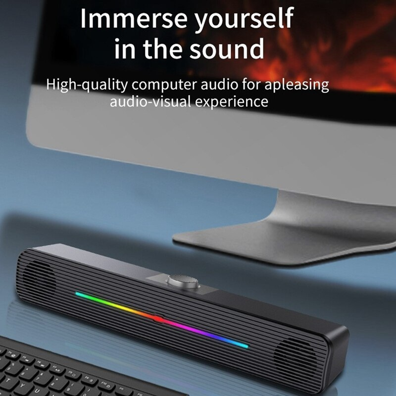 RGB Soundbar電腦音響遊戲筆記本電腦台式電腦USB有線發光低音炮音箱