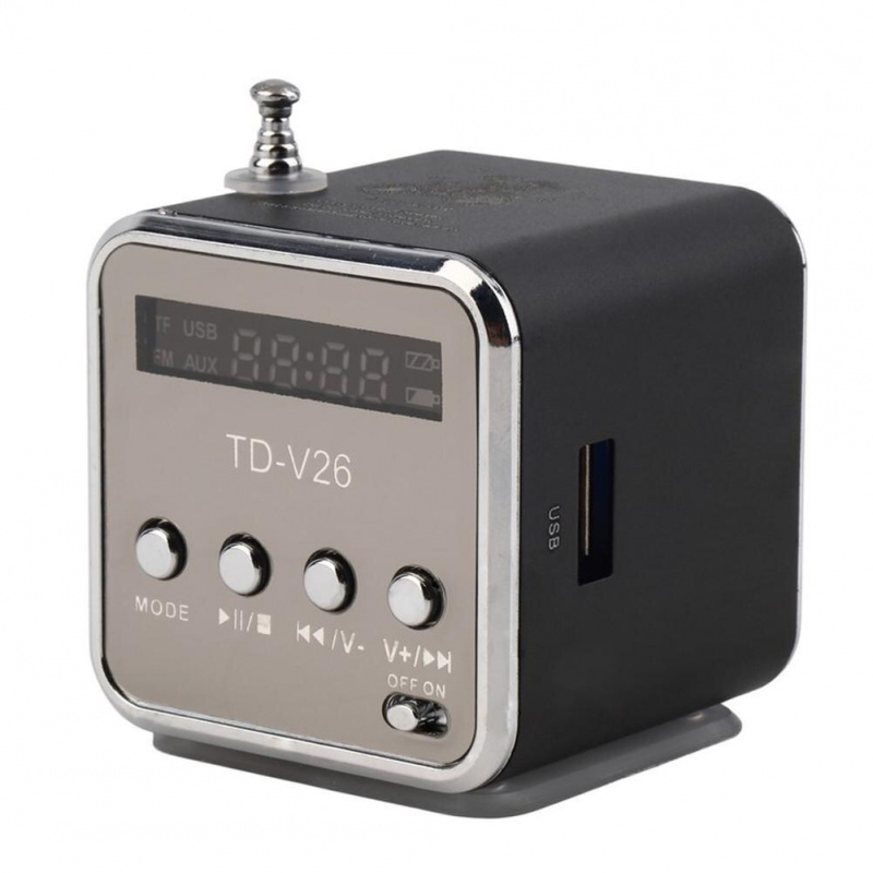 1 兼容藍牙的低音炮揚聲器迷你音樂揚聲器 Led MP3 播放器揚聲器 FM 立體聲收音機 USB 微型 SD TF 適用於 PC TD-V261
