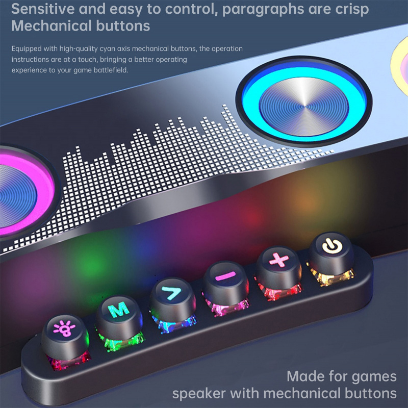3600mah 藍牙無線遊戲音箱 Soundbar Usb 3d 立體聲低音炮 Aux Fm 家庭時鐘室內條形音箱電腦揚聲器