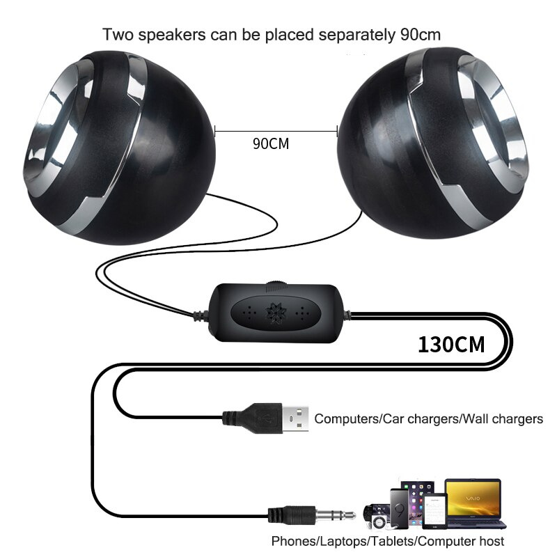 1 對有線迷你電腦揚聲器 USB AUX 喇叭適用於筆記本電腦台式電話 6W 強大的音頻多媒體揚聲器