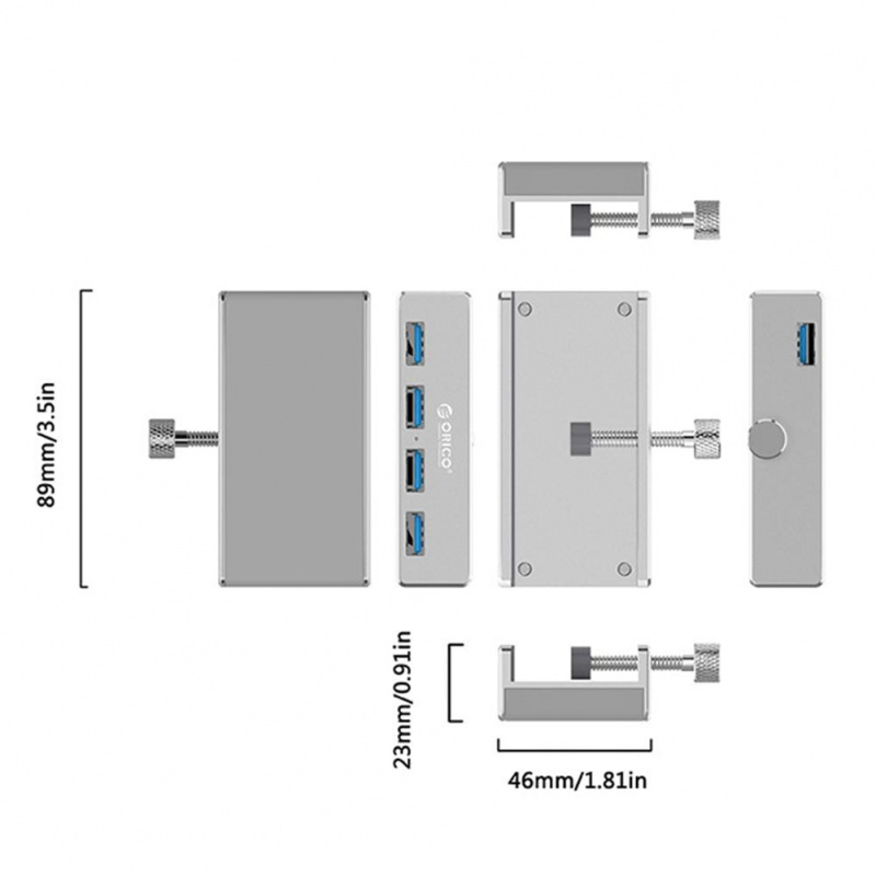 ORICO 鋁合金USB 3.0 HUB 外置夾式USB3.0分路器適配器5Gbps數傳筆記本電腦配件
