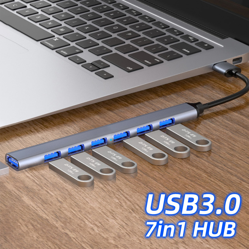 USB 集線器 3.0 集線器 USB 6 USB 2.0 多 USB 分離器電源適配器 4 7 端口多擴展器 2.0 OTG USB 用於 PC 筆記本電腦配件