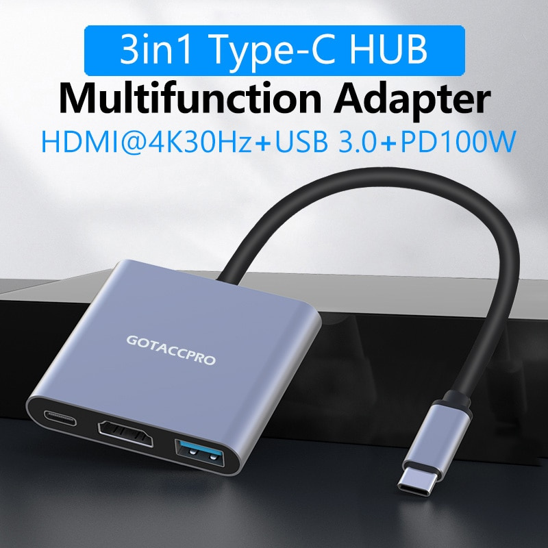 USB C 轉 HDMI USB C HUB HDMI 4K USB 3.0 HUB 分配器 C 型擴展塢適用於 MacBook Air Pro 華為 Mate PC 筆記本電腦配件