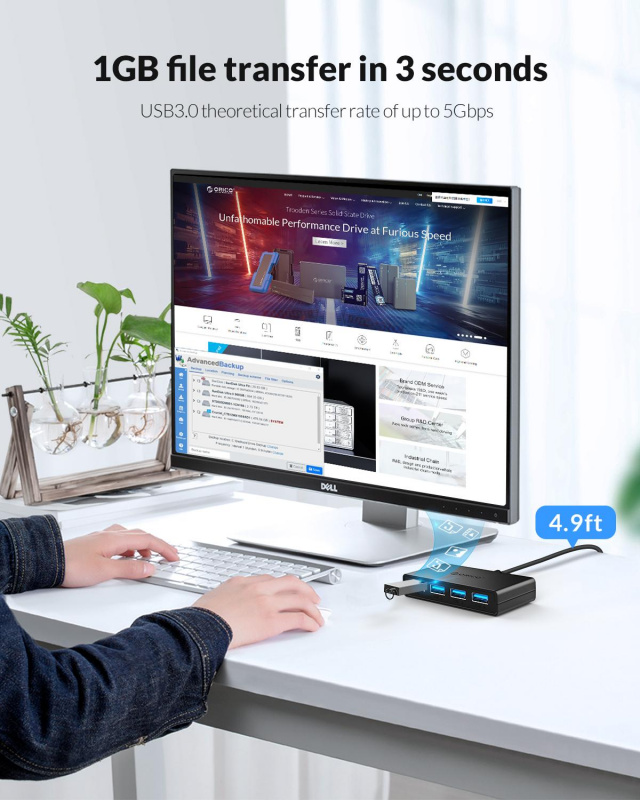 ORICO 集線器 USB 多 USB 3.0 集線器 USB 分離器高速 4 端口多合一適用於 PC Windows Mac 電腦配件 30 100 150cm