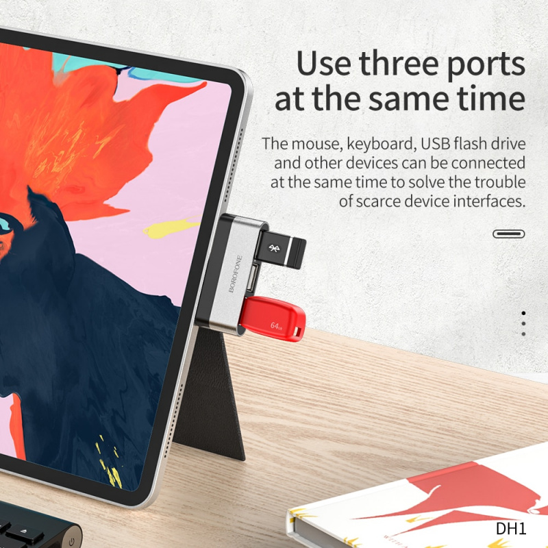 Borofone Type C to USB 3.0 2.0 Dock Station For MacBook Pro Air TypeC 3.0 Splitter USB HUB USB C Hub For iPad Pro Huawei MatePad