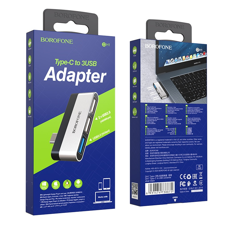 Borofone Type C to USB 3.0 2.0 Dock Station For MacBook Pro Air TypeC 3.0 Splitter USB HUB USB C Hub For iPad Pro Huawei MatePad
