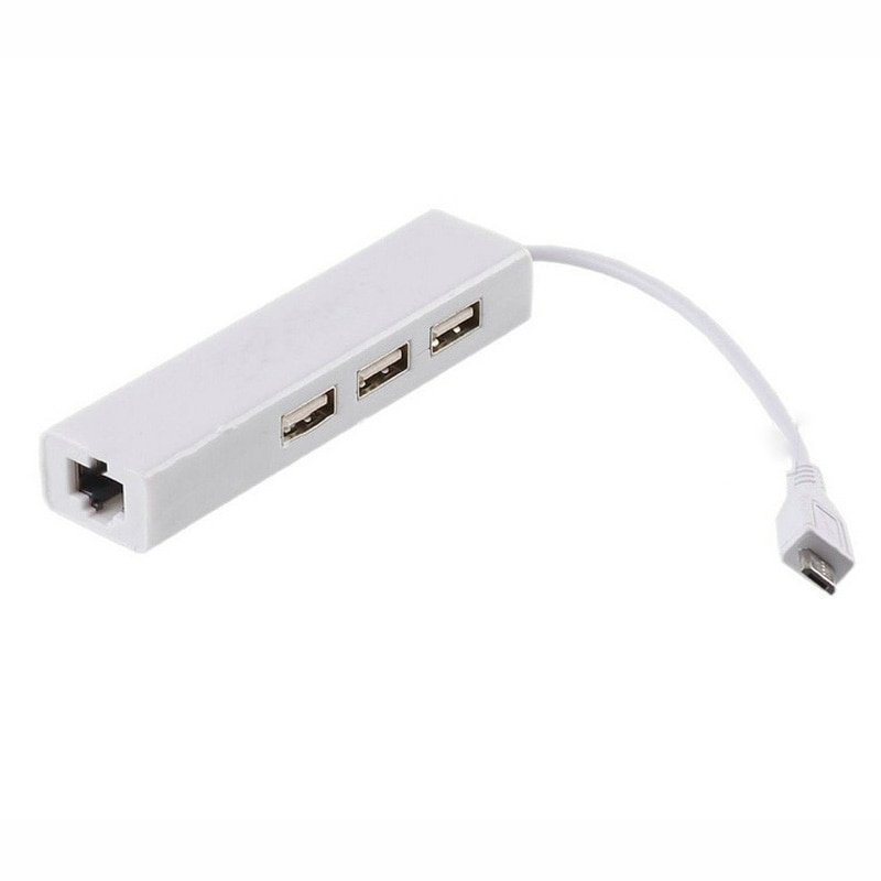 微型 USB 到網絡 LAN 以太網 RJ45 適配器 3 端口 USB 2.0 集線器適配器