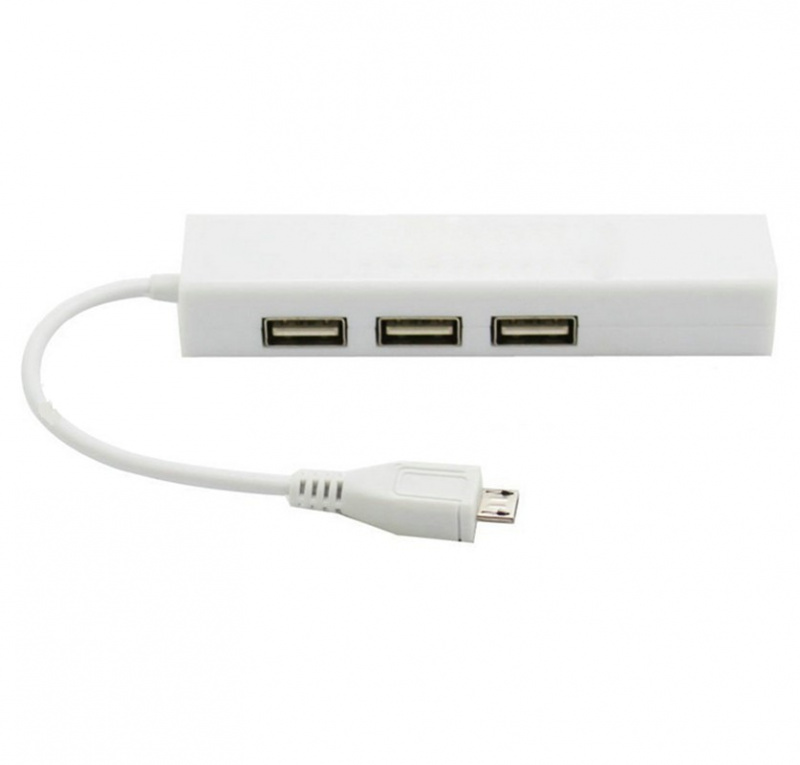 微型 USB 到網絡 LAN 以太網 RJ45 適配器 3 端口 USB 2.0 集線器適配器