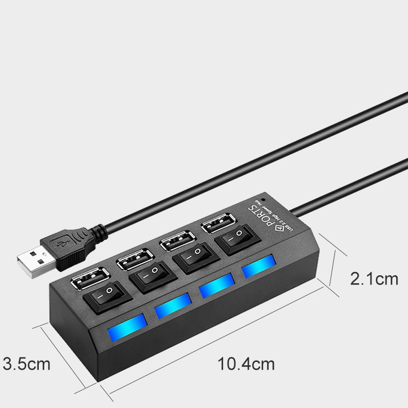 7 端口 USB 集線器 LED USB 2.0 適配器集線器高速多端口插座電源開 關開關充電端口分離器適用於 PC 筆記本電腦