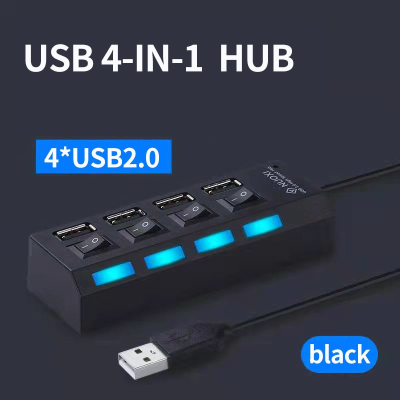 7 端口 USB 集線器 LED USB 2.0 適配器集線器高速多端口插座電源開 關開關充電端口分離器適用於 PC 筆記本電腦
