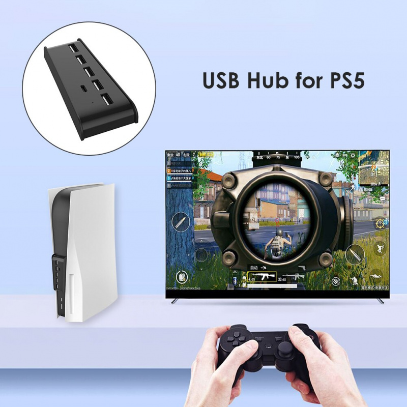 USB 集線器 5 個 USB A 型 + 1 個 USB C 型端口適配器適用於 PS5 集線器適配器數字版控制台數字版