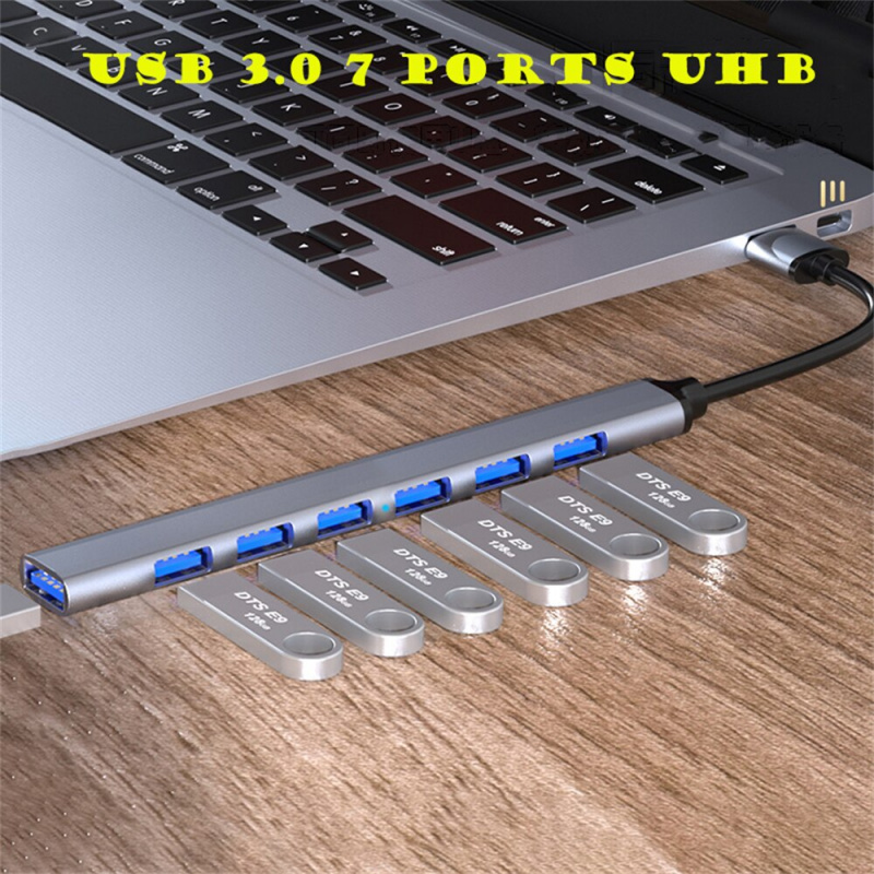 USB 3.0 7 端口 C 型集線器擴展器分離器高速 OTG 適配器塢站適用於筆記本電腦硬盤驅動器鼠標鍵盤