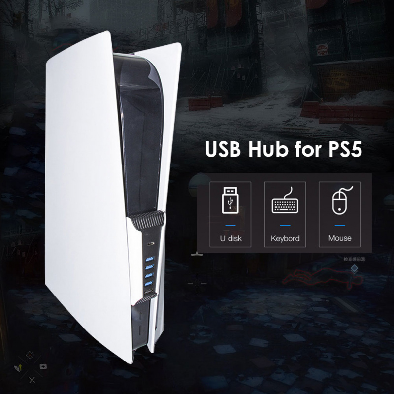 VODOOL 5 合 1 USB 分離器擴展器集線器適用於 PS5 USB 集線器 USB3.0 分離器擴展器擴展高速多端口適配器適用於 PS5