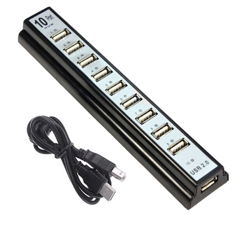 全新美規 歐規10口鍵盤U盤鼠標USB 2.0塑料分線器集線器手機充電線適配器充電器