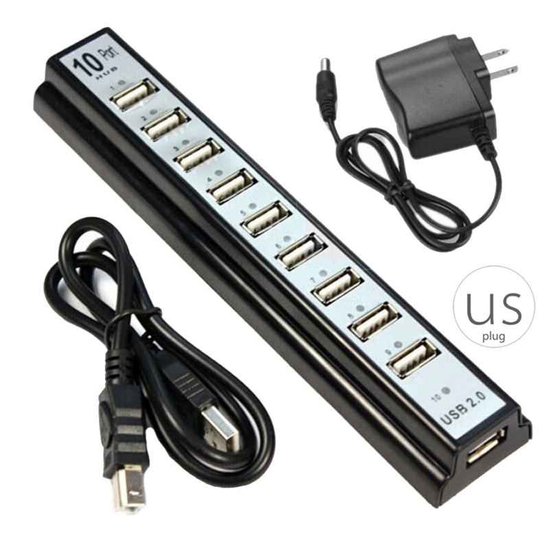 全新美規 歐規10口鍵盤U盤鼠標USB 2.0塑料分線器集線器手機充電線適配器充電器