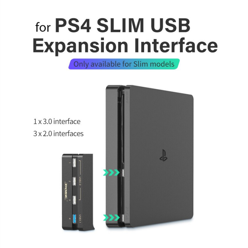 適用於 PS4 Slim USB 集線器 4 合 1 高速適配器 1 個 USB 3.0 端口 3 個 USB 2.0 端口 適用於 PS4 Slim 遊戲機配件
