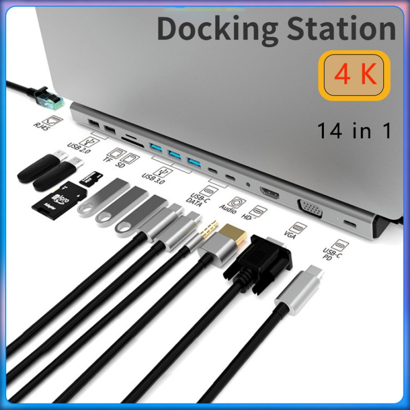 USB C 筆記本電腦擴展塢 HUB 轉 HDMI 兼容 USB 3.0 集線器適配器 Type C HUB 適用於 MacBook Pro Lenovo ThinkPad HP Dell XPS