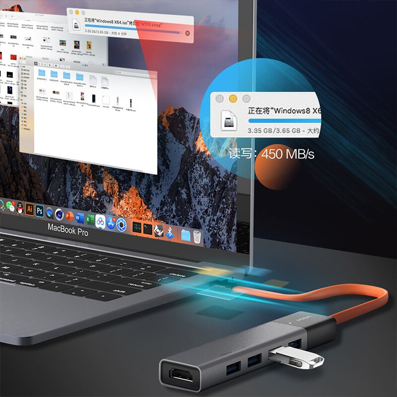 MIIIW 多功能 5 合 1 Type-C 筆記本電腦適配器 USB 集線器分離器 3.0 高速擴展塢便攜式小米集線器 USB 辦公室