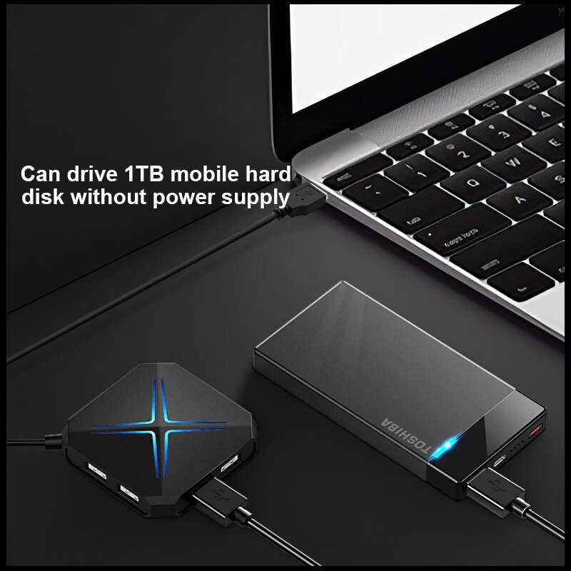 6 端口 USB 集線器 1m 電纜電腦分配器帶 TF SD 卡讀卡器麥克風 AUX 酷光充電 USB 2.0 3.0 Hab 適用於 PC USB 組合