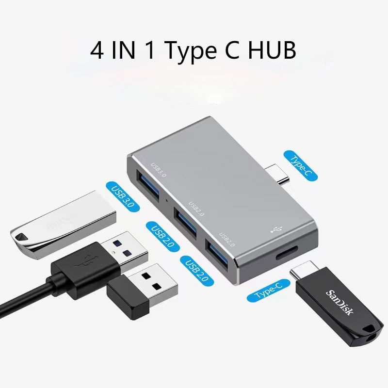 C 型 USB 3.0 集線器迷你 3 端口 USB 2.0 集線器高速數據傳輸分配器盒適配器適用於 PC 筆記本電腦 MacBook Pro 配件