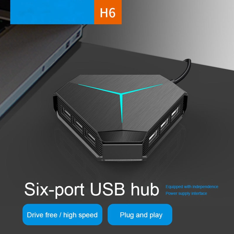 6 Ports USB 2.0 Hub USB Splitter High Speed TF SD Card Reader with eaphone microphone interface For PC Computer Accessories