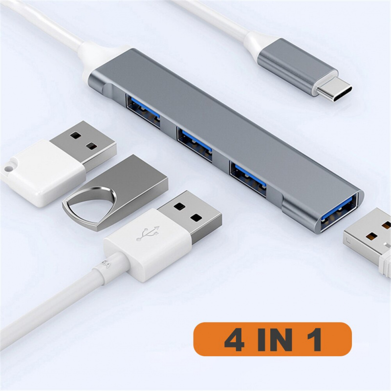 高速 4 端口 USB 3.0 集線器 C 型分離器 USB 集線器 5Gbps 用於 PC 計算機數據傳輸多端口集線器 4 USB 3.0 2.0 端口