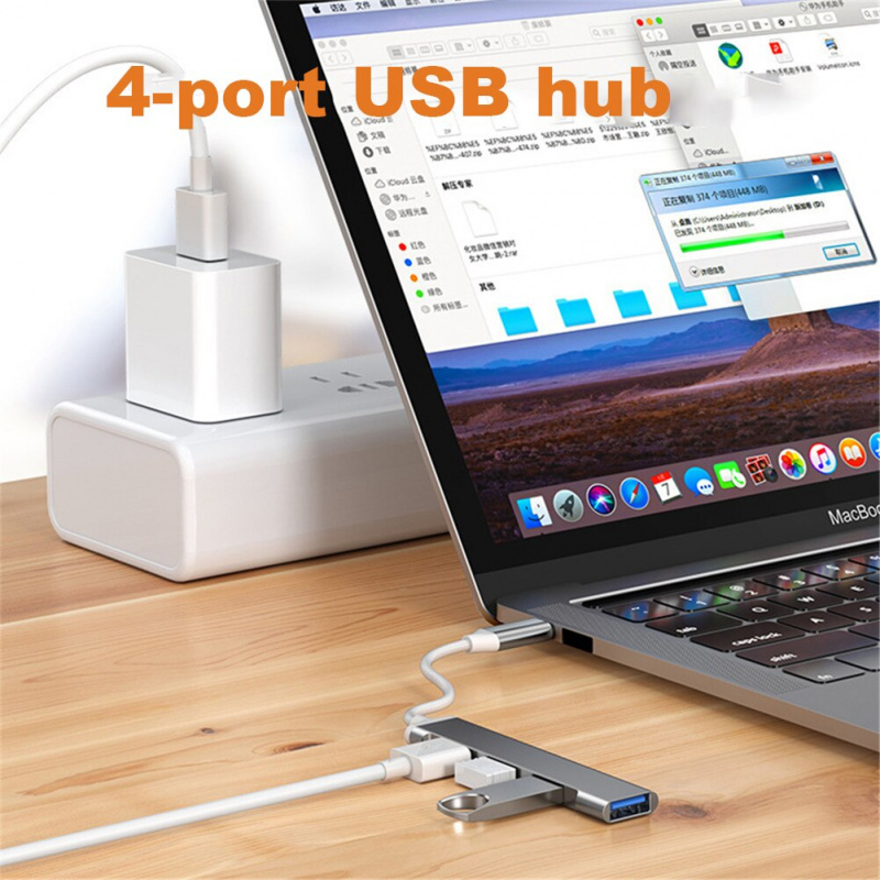 高速 4 端口 USB 3.0 集線器 C 型分離器 USB 集線器 5Gbps 用於 PC 計算機數據傳輸多端口集線器 4 USB 3.0 2.0 端口