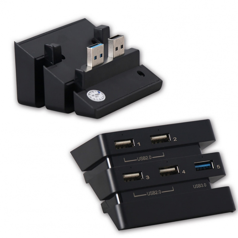 5 端口 USB 集線器附件擴展 4 USB 2.0 遊戲充電耐用帶 LED 指示燈適配器 1 USB 3.0 控制台適用於 PS4 Pro