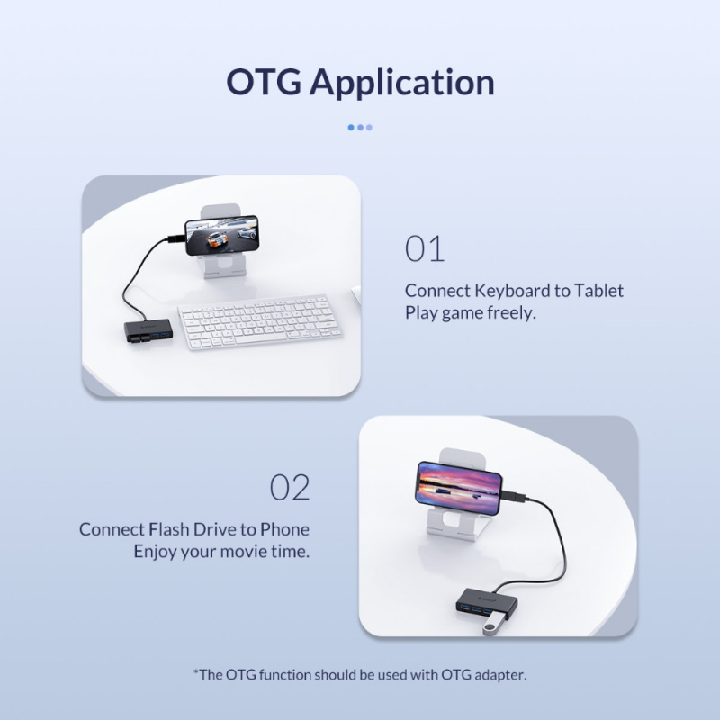 ORICO 4 端口 USB 3.0 分離器 USB 集線器帶微型 USB 電源端口多個高速 OTG 適配器適用於電腦筆記本電腦配件
