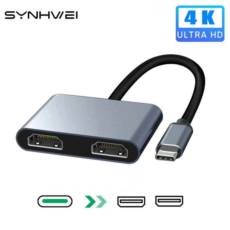2 Port USB C Hub to Dual HDMI-4K 60HZ Dual Screen Expansion Type C Docking Station For Macbook Laptop Mobile Phone PC