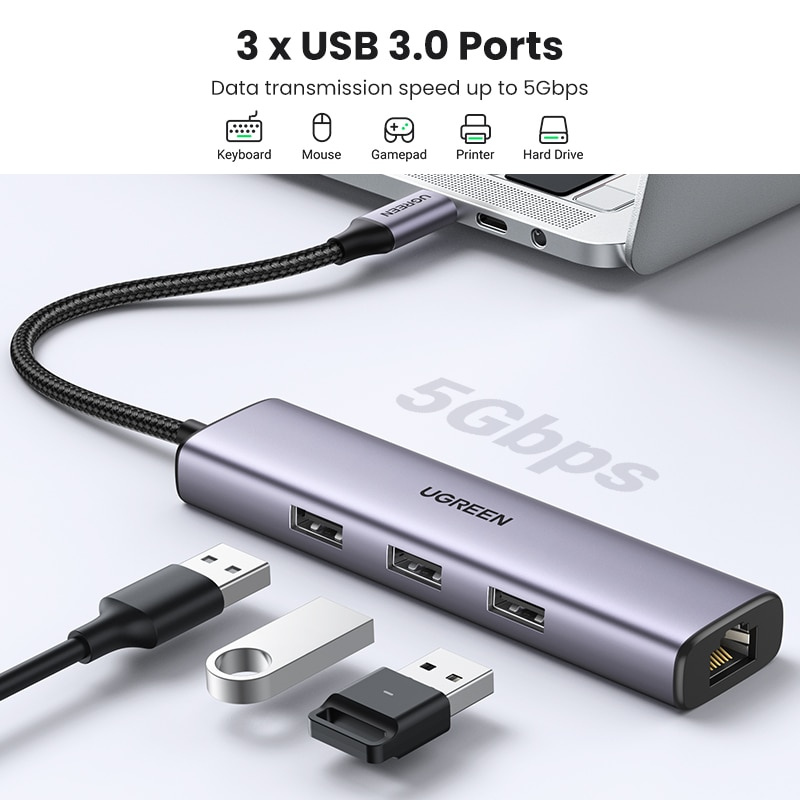 UGREEN USB C HUB 1000Mbps Ethernet HUB USB-C To USB3.0 RJ45 for Laptop Macbook Accessories Type-C Ethernet Adapter Network Card