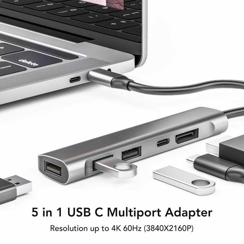 USB C Hub USB C to DisplayPort Adapter Type C to DisplayPort USB2.0 PD Hub 5 in 1 USB C Hub Docking Station hot