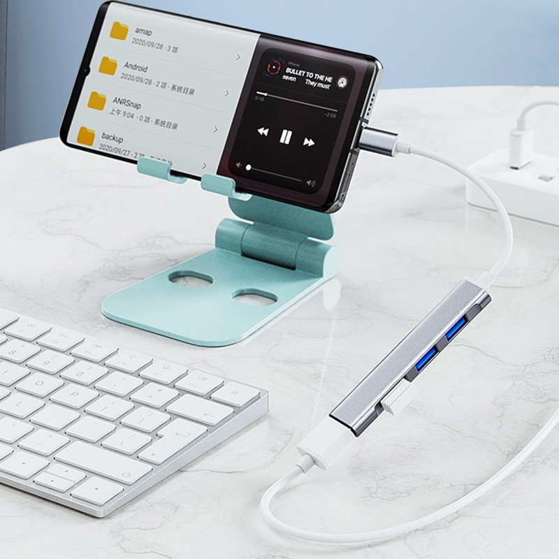 3.0 C 型 USB C 集線器高速 4 端口多分離器適配器 OTG 適用於小米聯想華為 Macbook Pro 15 Air Pro 配件