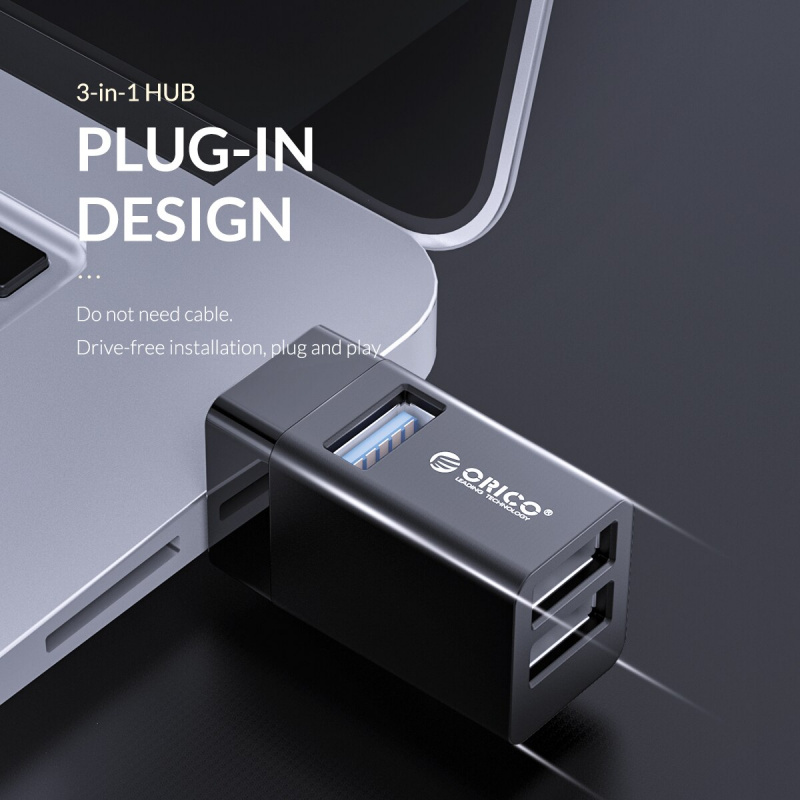 ORICO USB 3.0 Mini Hub USB 2.0分線器高速擴展3口USB台式機筆記本免驅