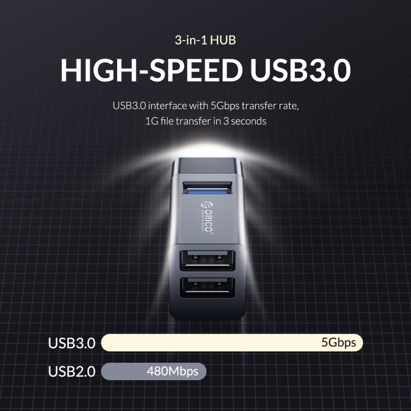 ORICO USB 3.0 Mini Hub USB 2.0分線器高速擴展3口USB台式機筆記本免驅