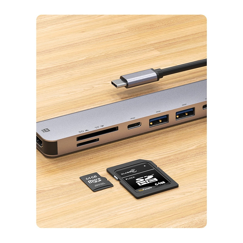 7 合 1 Type C USB 3.1 HDTV 4K 60Hz 視頻 USB 3.0 USB2.0 SD TF 卡槽讀卡器數據 USB-C PD 充電集線器適配器適用於 Macbook