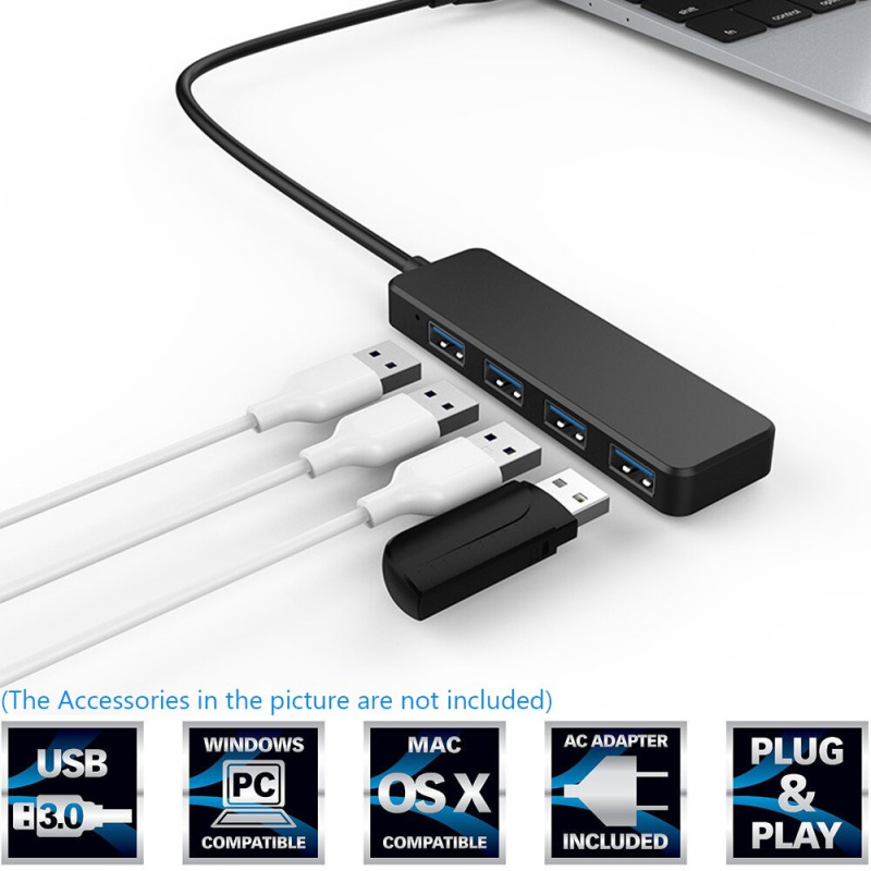 高速 USB 集線器 3.0 C 型適配器 4 端口多 USB 2.0 分離器延長線適用於鼠標鍵盤 PC 筆記本電腦配件